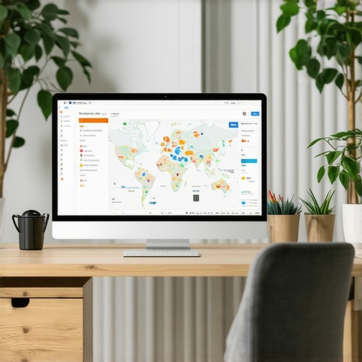 Advanced Local SEO Analytics Dashboard Computer screen showing local SEO analytics and maps software dashboard.