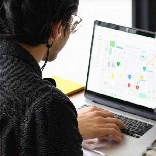 Advanced Local SEO Tools in Action SEO analyst analyzing Google Maps rankings with automation software