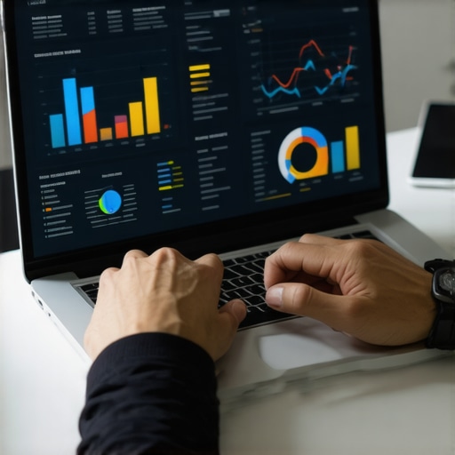 Person managing local SEO tools and analytics on a laptop for Google Maps rankings.