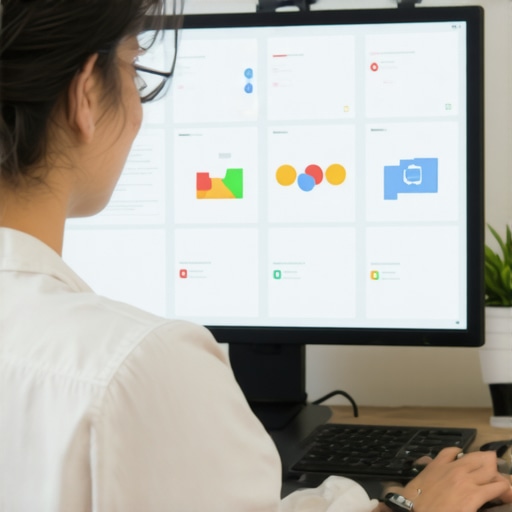 A desktop setup with various SEO automation dashboards for managing GMB listings