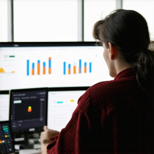 GMB Management Dashboard for Ongoing Optimization Person analyzing GMB performance metrics on computer screens
