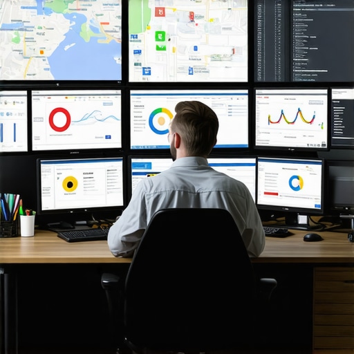 A professional monitoring analytics for local SEO on multiple monitors.