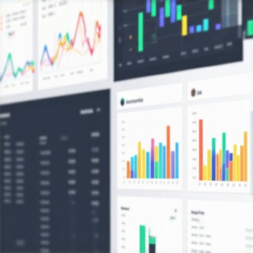 Close-up of a computer screen showing graphs and charts related to Google My Business rankings and automation tools.