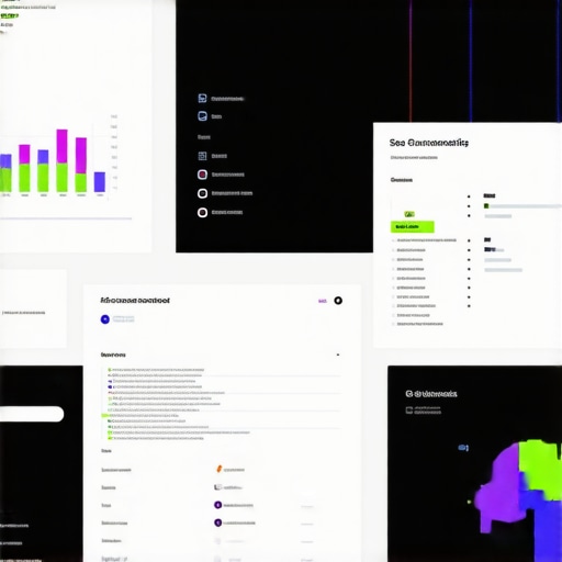 SEO Automation Workspace A clean workspace featuring multiple screens displaying SEO automation dashboards