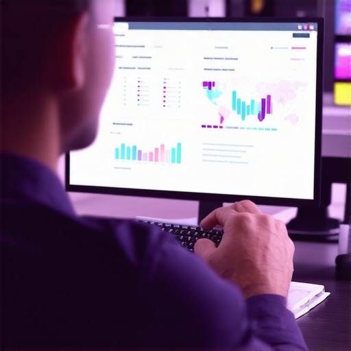 Monitoring GMB Automation Dashboard Technician analyzing data on SEO automation dashboards for Google My Business.