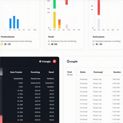 A digital dashboard displaying live updates of local search rankings for multiple keywords and locations