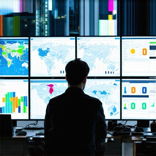 Person reviewing multiple digital maps dashboards to detect fake rankings