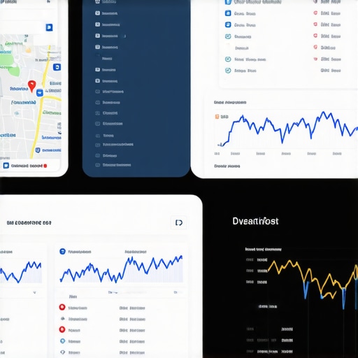 Screenshot of SEO analytics dashboard with map ranking metrics